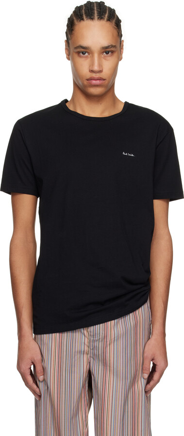 Paul Smith Three-Pack Black Organic Cotton Logo Lounge T-shirts