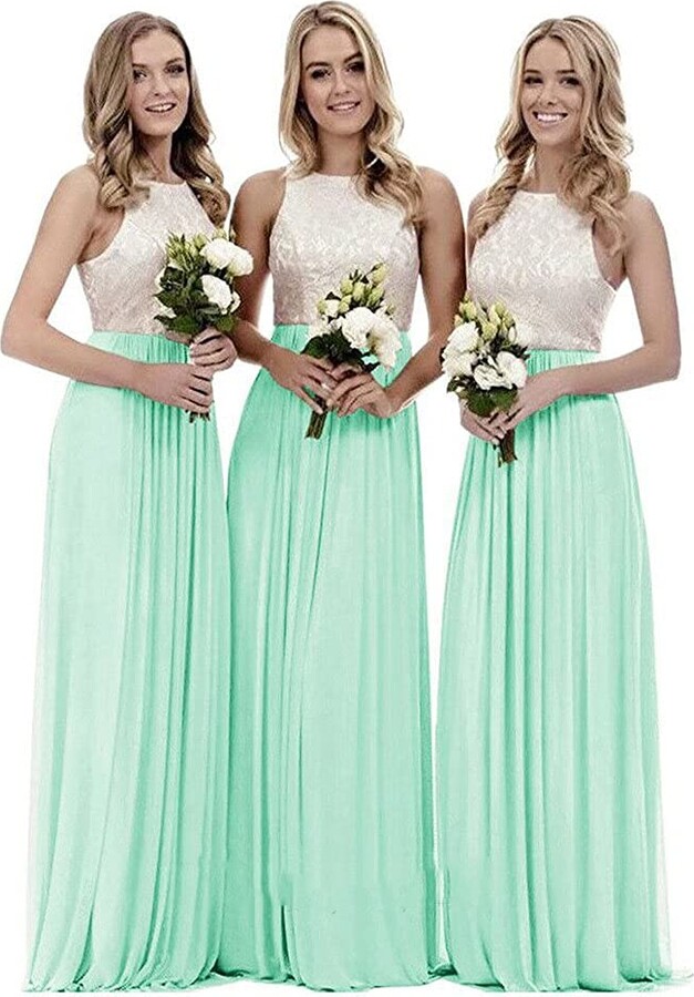 dinavian Women's Chiffon Lace Formal Gown Long Prom Cocktail Party