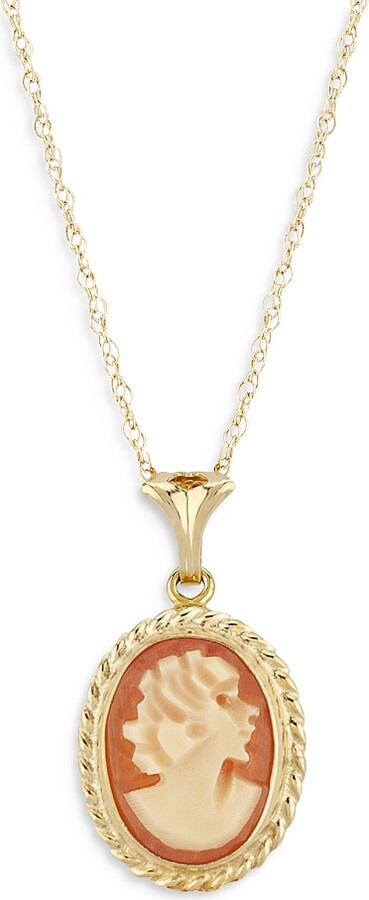 Bloomingdale's Fine Collection Cameo Pendant Necklace in 14K Yellow Gold, 18