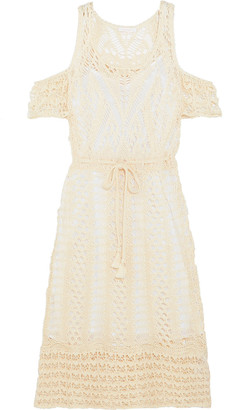 See by Chloe Cold-shoulder Macrame Cotton Dress