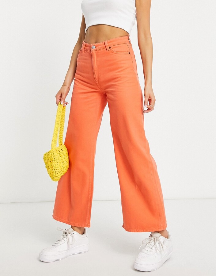 Monki wide leg jeans in orange - ShopStyle