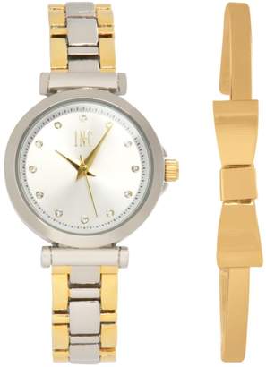 INC International Concepts Women's Two-Tone Bracelet Watch 28mm Gift Set, Created for Macy's