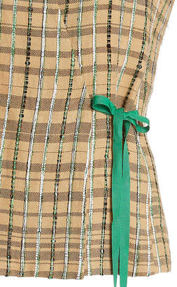 Rosie Assoulin Plaid Linen-Blend Wrap Top