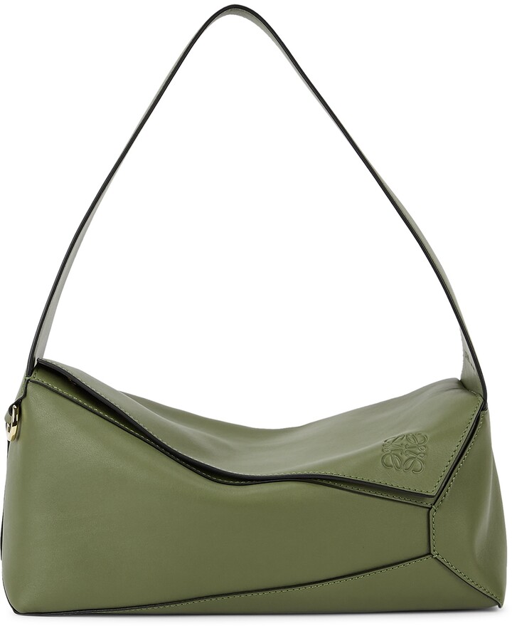 Green Womens Hobo bags and purses Loewe Hobo bags and purses Loewe Leather Khaki Puzzle Hobo Bag in Olive 