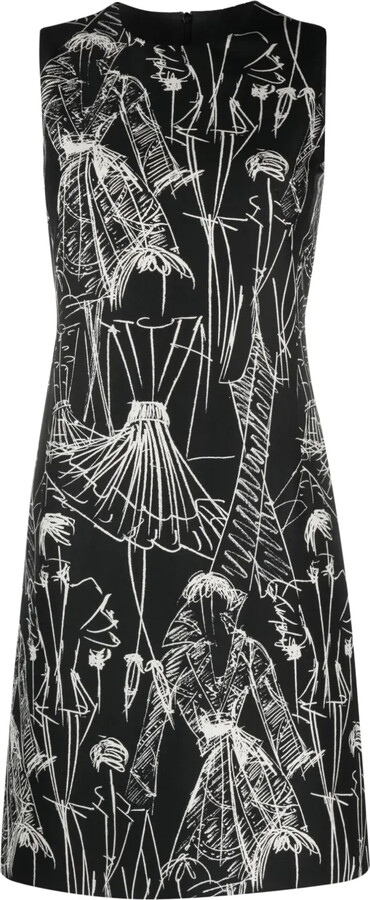 Akris Croquis-print sleeveless minidress