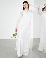 Thumbnail for your product : ASOS EDITION Violet placement embroidered wedding dress with high neck