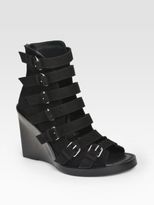 Thumbnail for your product : Ann Demeulemeester Multi Buckle Suede Wedge Sandals
