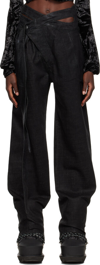 Ottolinger: SSENSE Exclusive Black Faux-Leather Pants