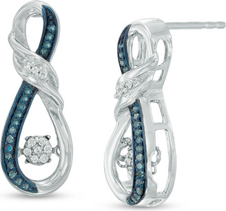 Zales Unstoppable Love™ 1/5 CT. T.w. Enhanced Blue and White Composite Diamond Infinity Drop Earrings in Sterling Silver
