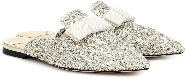 Jimmy Choo Galaxy Flat glitter slippers - ShopStyle