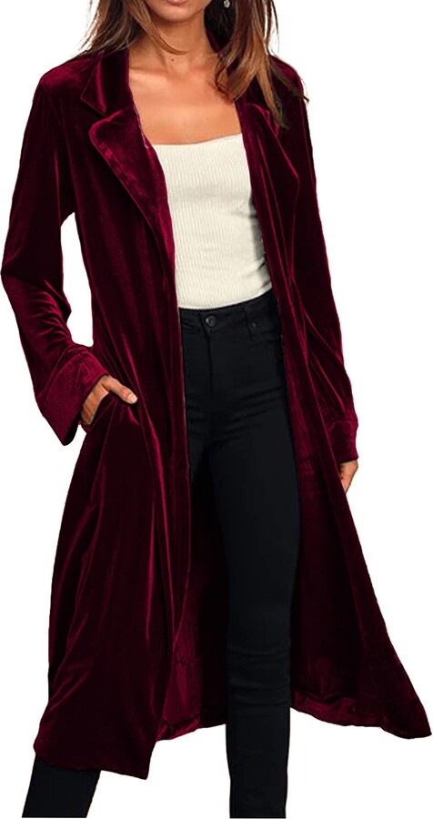 Women Plus Velvet Overcoat Ladies Long Sleeve Solid Color Plus Size Coat Casual Horn Buckle Pocket Loose Jacket Tops 