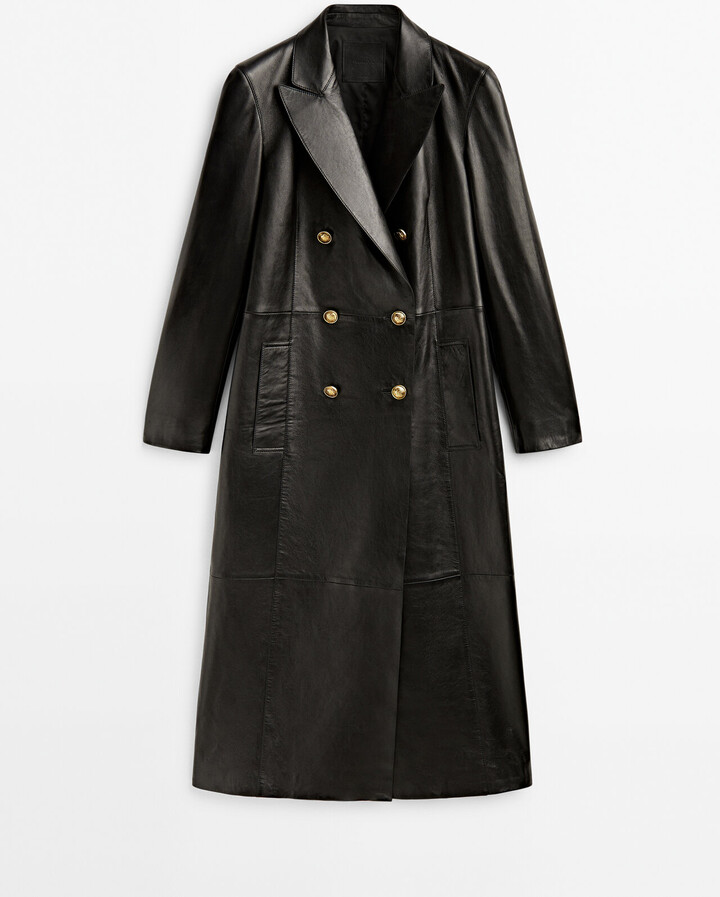 Massimo Dutti Nappa Trench Coat With Gold-Toned Buttons - ShopStyle