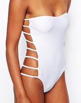 Thumbnail for your product : ASOS COLLECTION Lattice Side Bandeau Swimsuit