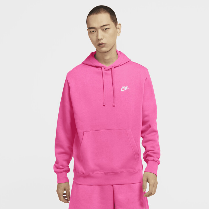 Nike Men's Sportswear Club Fleece Pullover Hoodie in Pink - ShopStyle