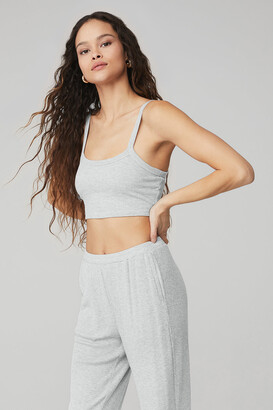 Alo Yoga  Ribbed Crop Whisper Bra Tank Top in Athletic Heather