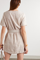 Thumbnail for your product : LUCY FOLK Belted Cotton-blend Terry Mini Dress - Ecru