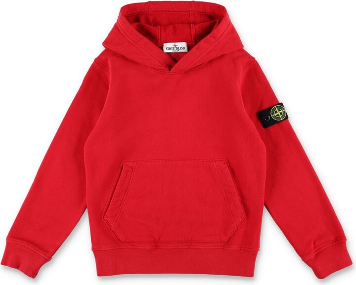 Island Junior Stone Island Badge Zip Hooded Sweatshirt Stone