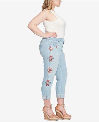 Jessica Simpson Trendy Plus Size Embroidered Straight-Leg Jeans