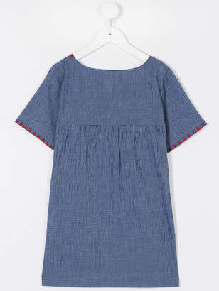 Nice Things embroidered small-check dress