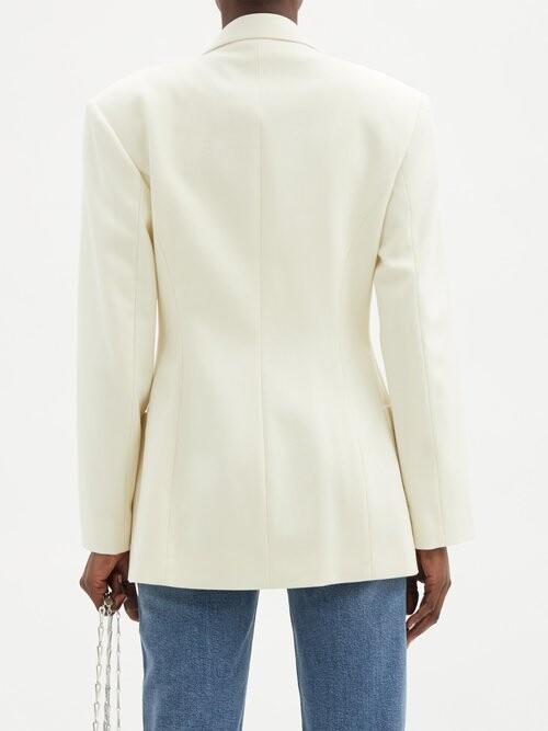 Christopher Kane Crystal Embellished Brushed Wool Twill Suit Jacket Ivory Shopstyle Blazers