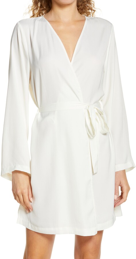 ivory satin robe