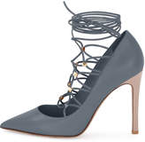 Thumbnail for your product : Valentino Garavani Rockstud Leather Lace-Up 105mm Pump, Stone/Poudre
