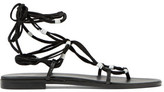 Thumbnail for your product : Maje Leather And Suede Lace-Up Sandals