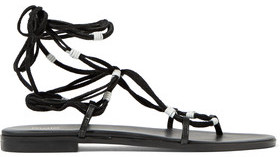 Maje Leather And Suede Lace-Up Sandals