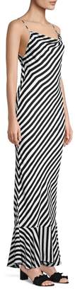 Saloni Stella Striped Ruffle-Hem Maxi Dress