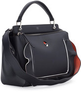 Thumbnail for your product : Fendi Dotcom Medium Wave Leather Satchel Bag, Black/Orange