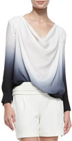Thumbnail for your product : Haute Hippie Long-Sleeve Cowl-Neck Blouse with Cutout Back