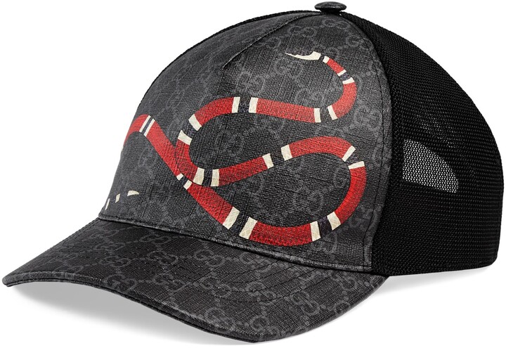 Gucci Kingsnake print GG Supreme baseball hat - ShopStyle