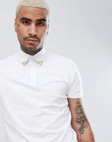 Thumbnail for your product : ASOS Design Polo Shirt With Western Collar Tips In White