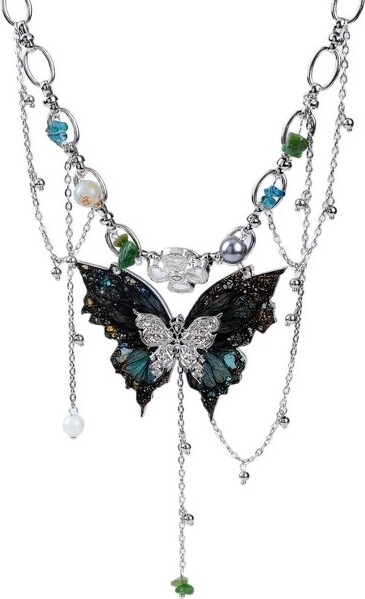 Summit Adventure RenaissanceButterflyFairyNecklaceVintageWoodlandFairycoreJewelryForWomenFantasyCosplayGift