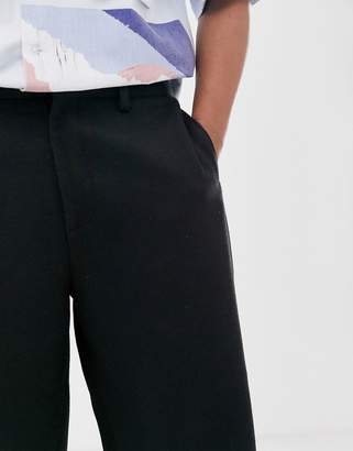 ASOS wide leg smart trousers in black 100% wool