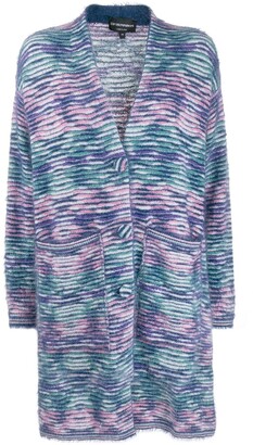 Emporio Armani Striped Pattern Single Breasted Coat