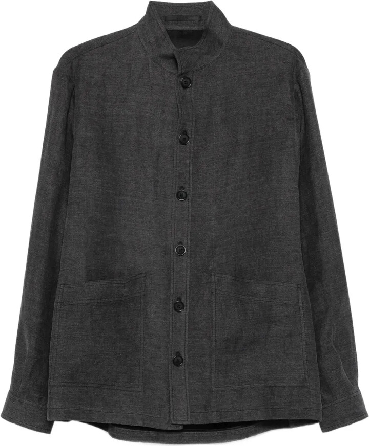 Giorgio Armani Band-Collar Patch-Pocket Jacket