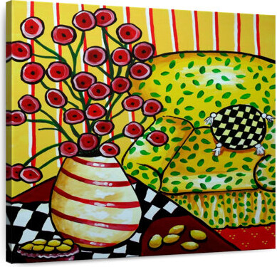 Lark Manor Harnek Yellow Chair And Poppies