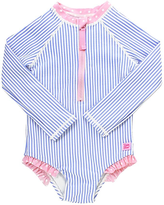 RuffleButts® Girls One Piece Rash Guard Baby Swimsuit UPF 50+ Sun Protection