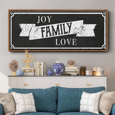 Red Barrel Studio Joy Family Love- Framed Canvas