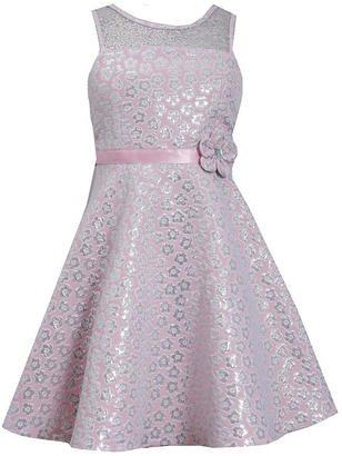 Bonnie Jean 7-16 Daisy-Brocade-Pattern Dress