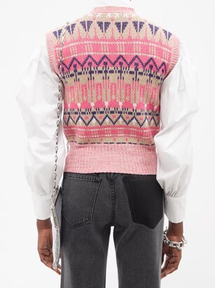 Paco Rabanne Metallic Intarsia-knitted Wool-blend Tank - Pink Multi