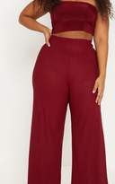Thumbnail for your product : PrettyLittleThing Plus Chocolate Brown High Waisted Wide Leg Trousers