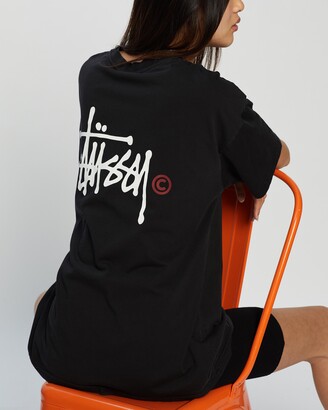 Stussy Women's Black Printed T-Shirts - Graffiti Pigment Relaxed Tee