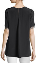 Thumbnail for your product : Adam Lippes Lace-Trim Crepe T-Shirt