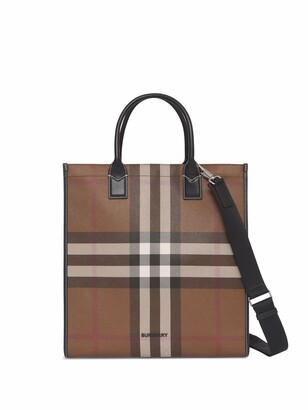 Burberry Check-Pattern Tote Bag