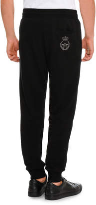 Dolce & Gabbana Bee & Crown Embroidered Sweatpants, Black