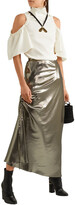 Thumbnail for your product : Ellery Laura Asymmetric Ruched Silk-blend Lame Midi Skirt