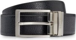 BOSS - Italian-leather belt with signature-stripe keeper