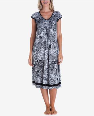 Ellen Tracy Printed Knit Ballet-Length Nightgown